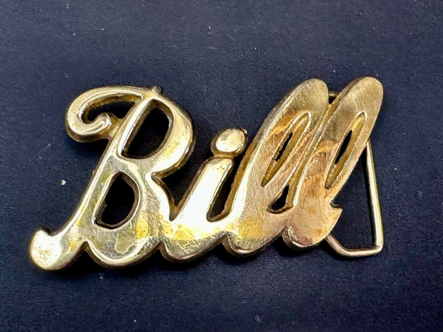 BILL - Custom Name cutout cursive letters Solid Brass Belt Buckle
