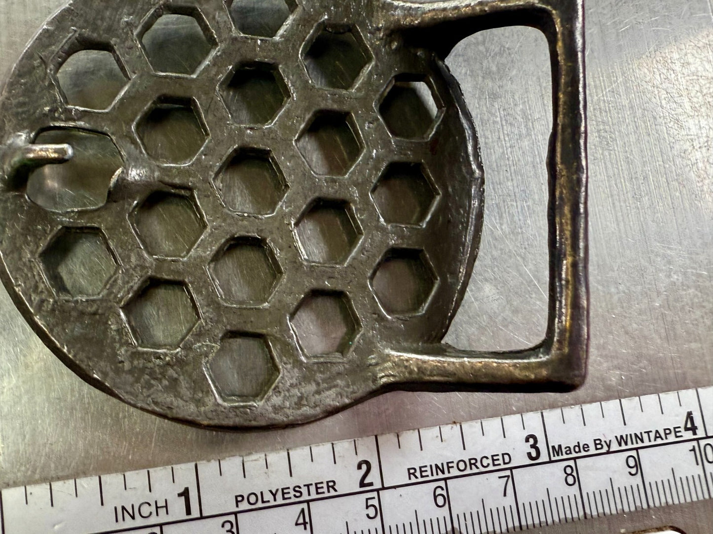 Artisan Welder Metalwork Abstract Honeycomb Open Work Vintage Belt Buckle