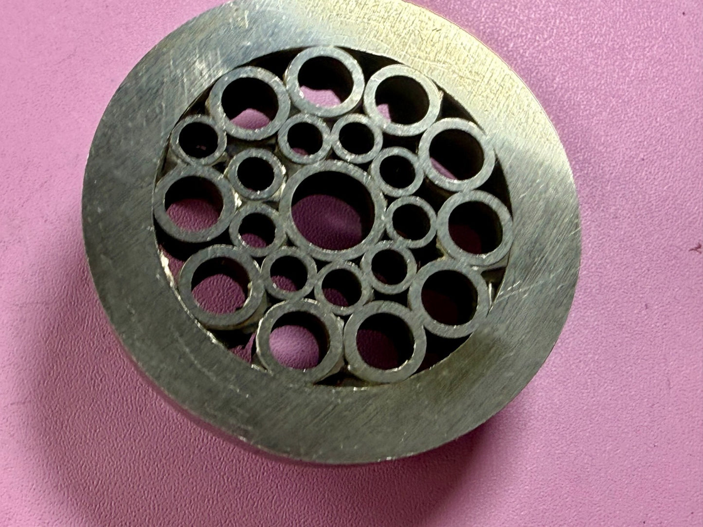 Artisan Welder Art Abstract Open Work Circles Round Silver Color Belt Buckle