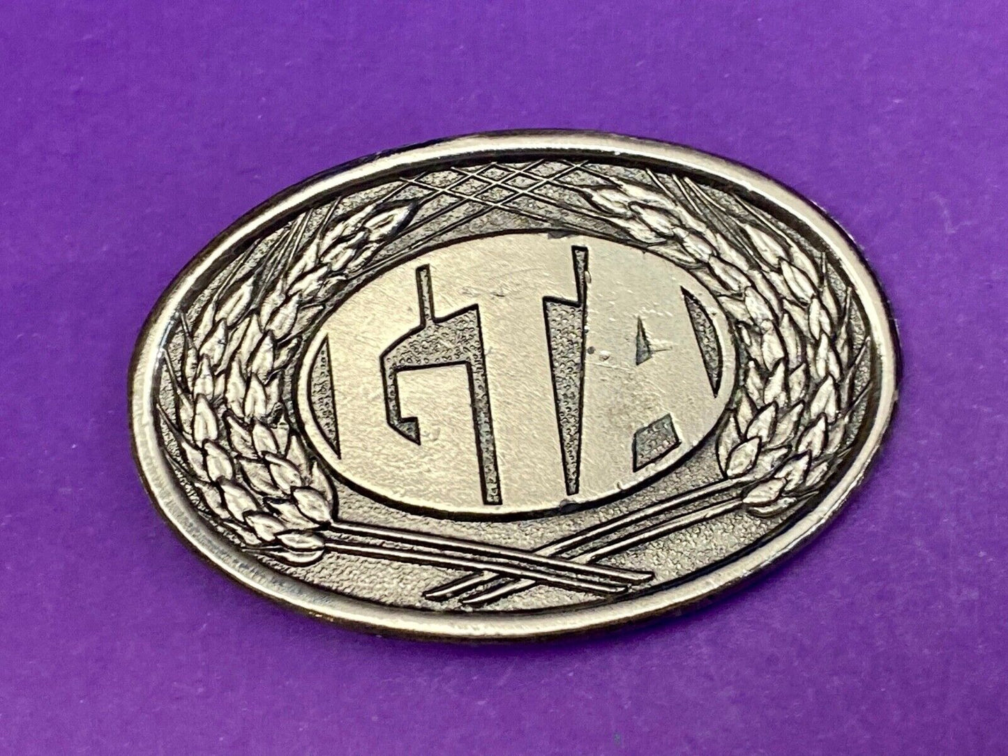 Vintage 1980 First edition GTA Farming Agriculture seeds wheat soy belt buckle