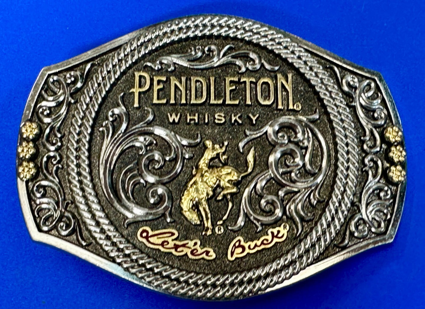 2021 Pendleton Whiskey Let'er Buck Rodeo Cowboy Montana Silversmiths Belt Buckle