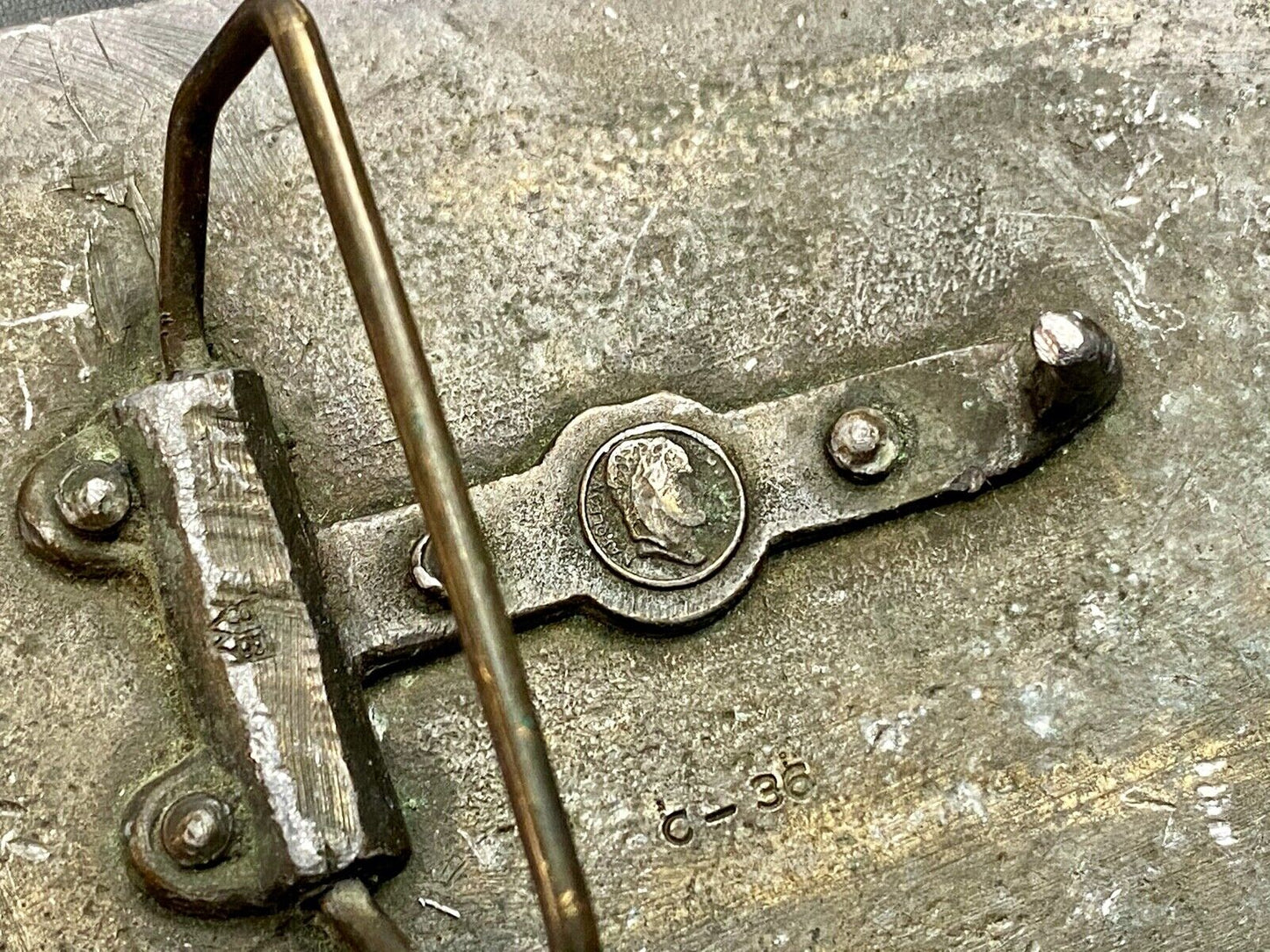 vintage american express wells butterfield belt buckle horses buggy - signed