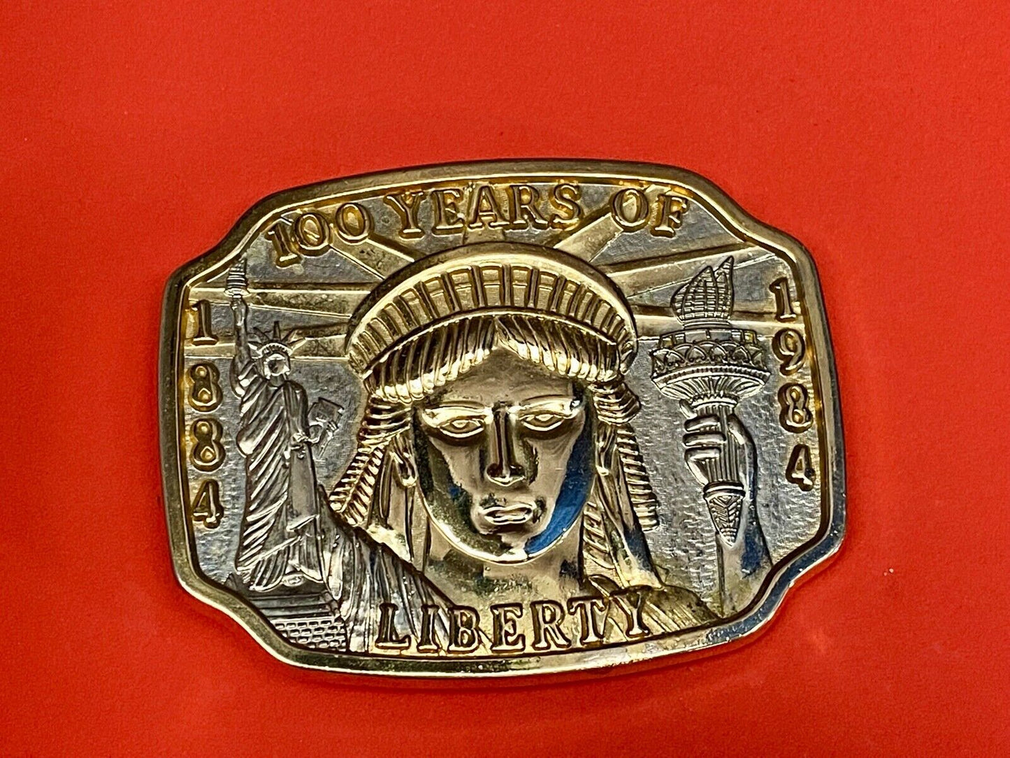 Vintage 1984 Patriotic Lady Liberty 100 Years Of Liberty Collection Belt Buckle
