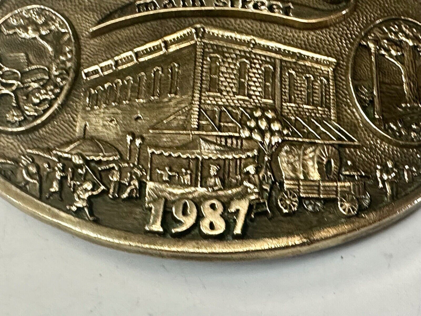 Texas Weatherford Main Street - vintage 1987 LIMITED ADM solid brass belt buckle