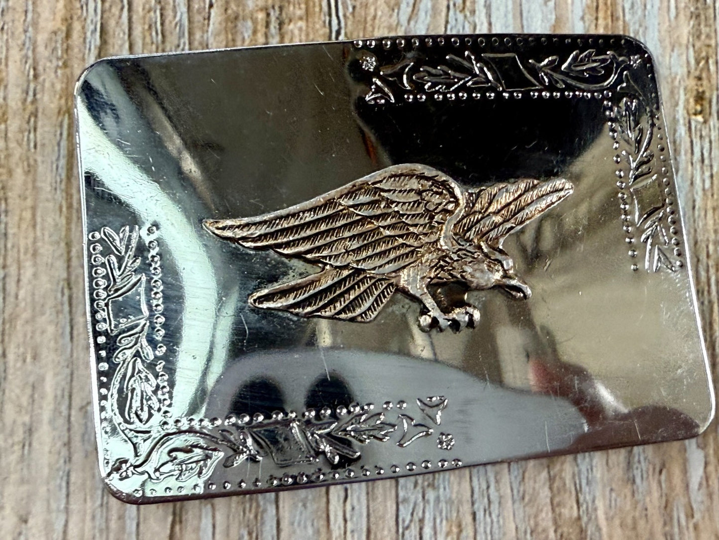 American Eagle Flying Diving Hunting on Reflective Two Tone Western Belt Buckle