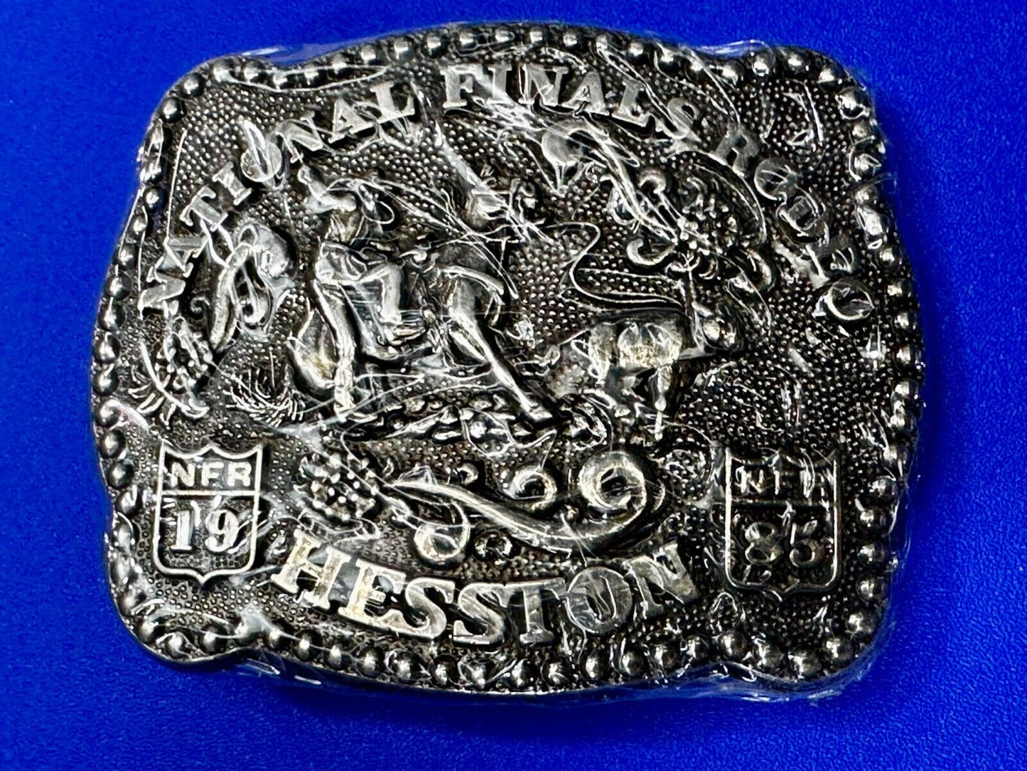 1985 Hesston National Finals Rodeo NFR Cowboys Youth Size NOS Belt Buckle