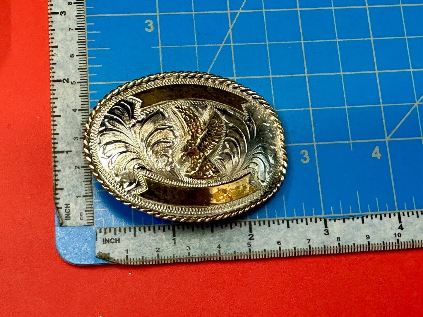 Beautiful Hunting Flying Diving Majestic Eagle on western two tone belt buckle