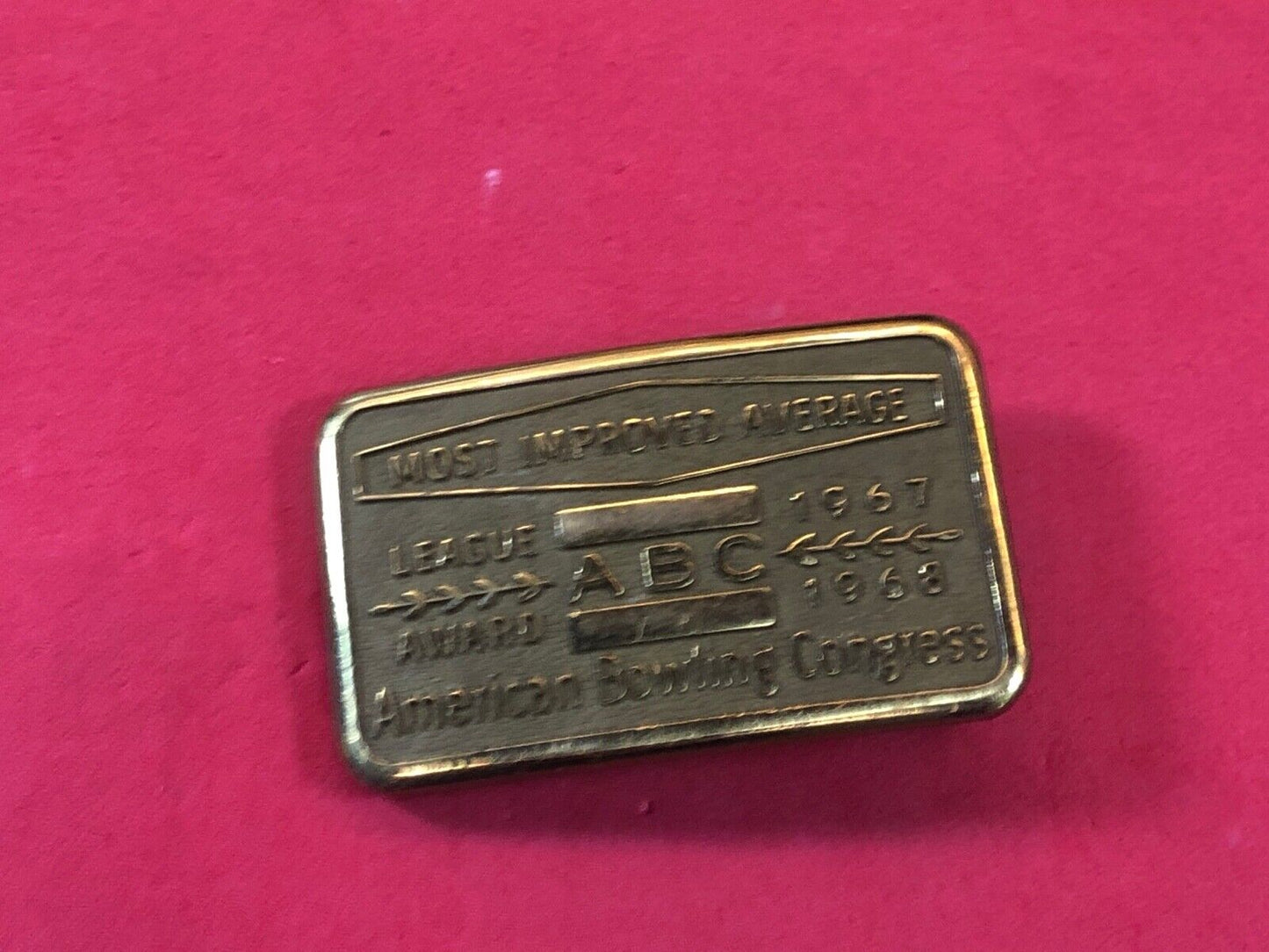 Vintage ABC Most Improved Average Bowling Award belt buckle