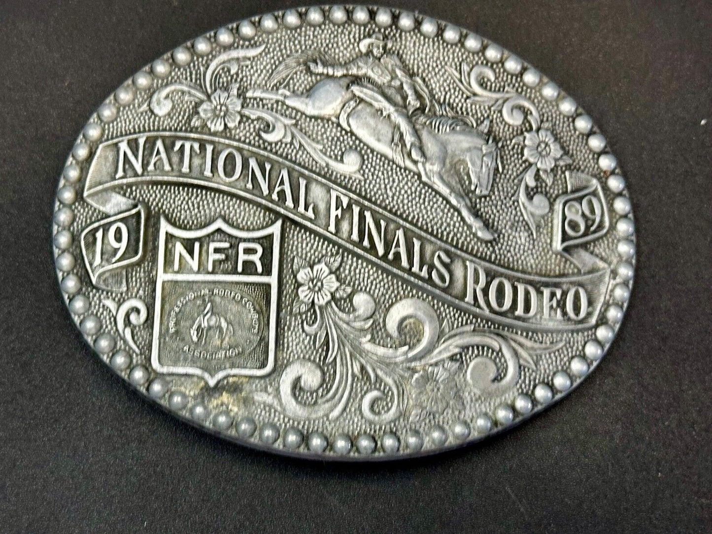 1989 NFR NATIONAL FINALS RODEO COWBOY BELT BUCKLE LAS VEGAS