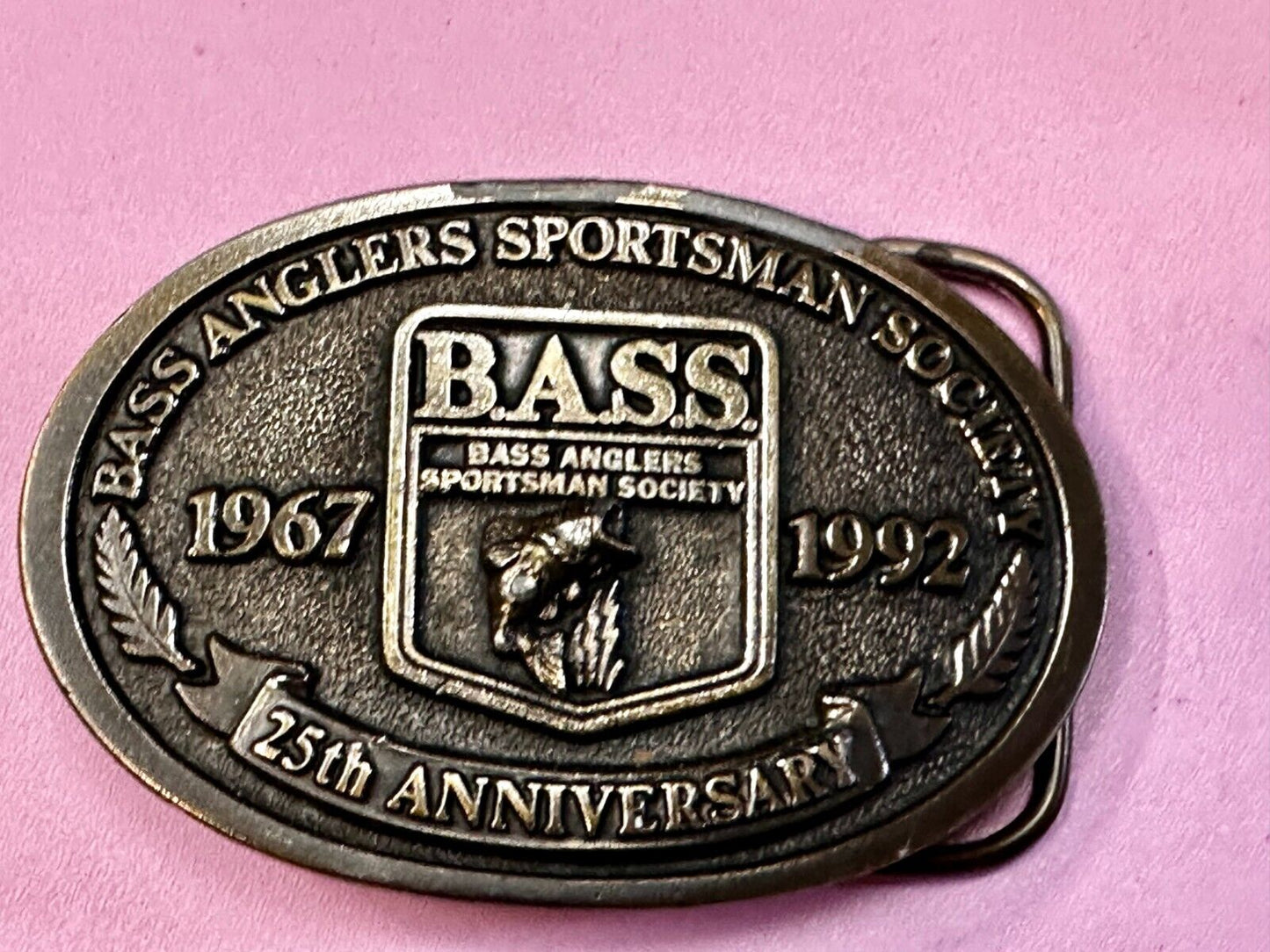 1992 Bass Anglers Sportsman Society Club 25th Anniversary Fishing Belt Buckle