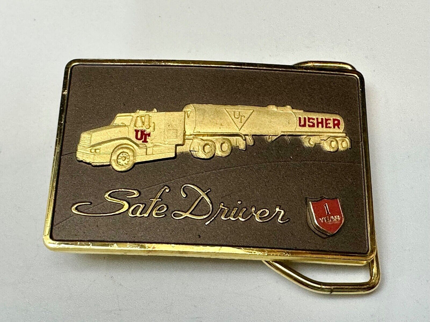 UT Usher Transportation Semi Drivers 1 year pin safety award Belt Buckle