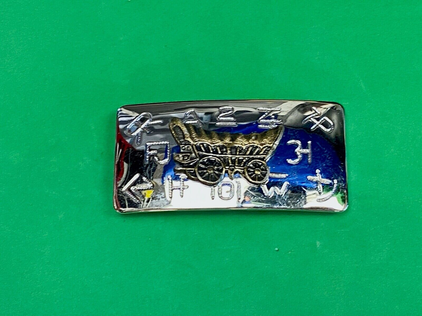 Vintage Covered Wagon And Cattle Branding Symbols Two Tone Chambers Belt Buckle