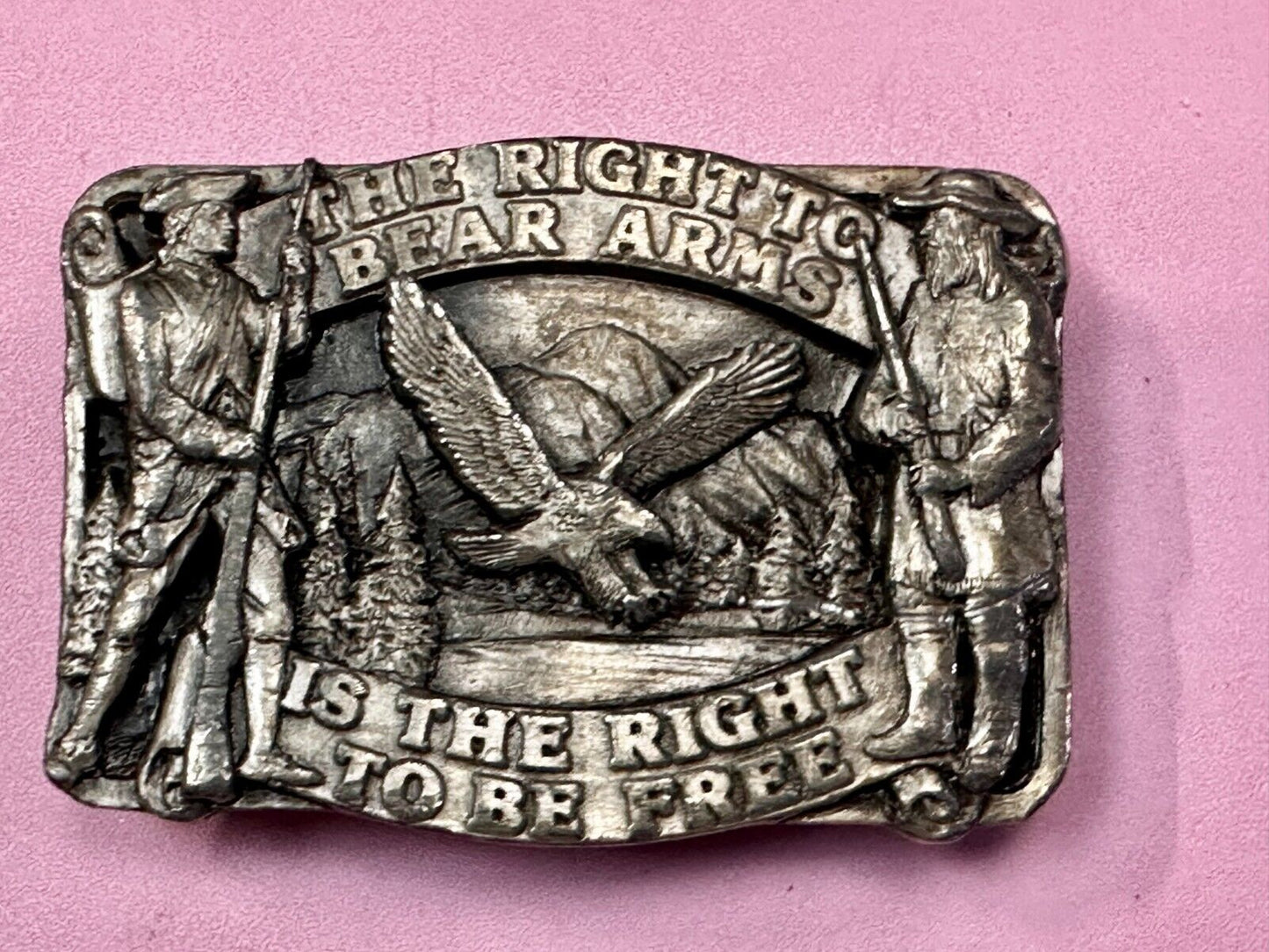The Right To Bear Arms Is the Right ToBe Free 2nd Amendment VTG 1982 Belt Buckle