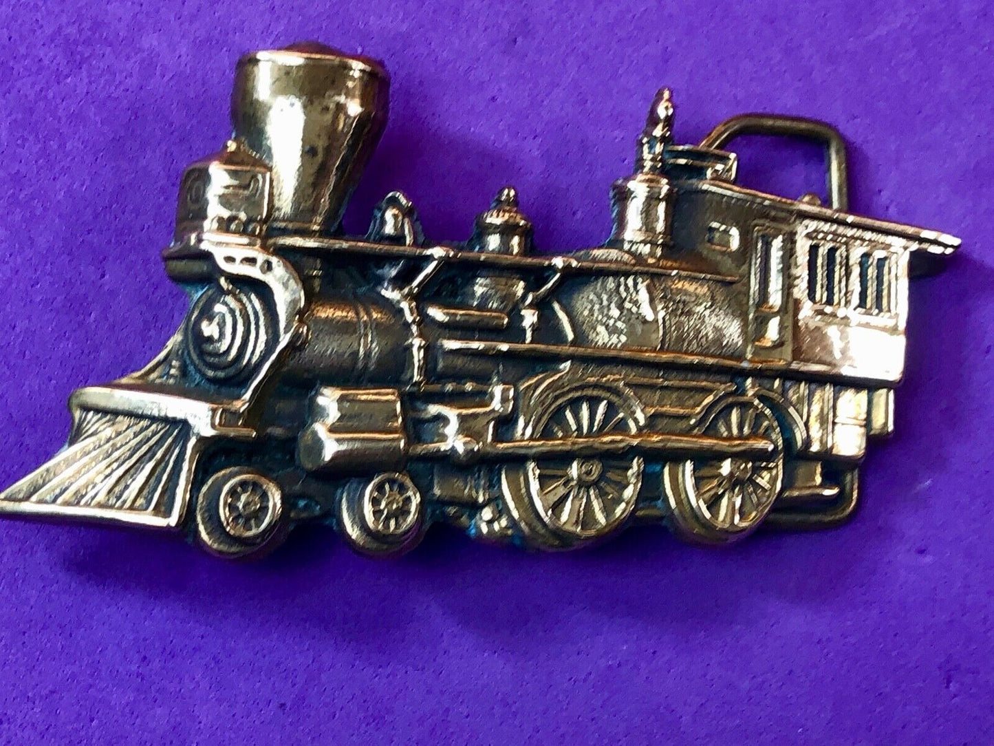 Vintage 1976 Steam Locomotive Rr Western Rail Road Brass Belt Buckle By Baron