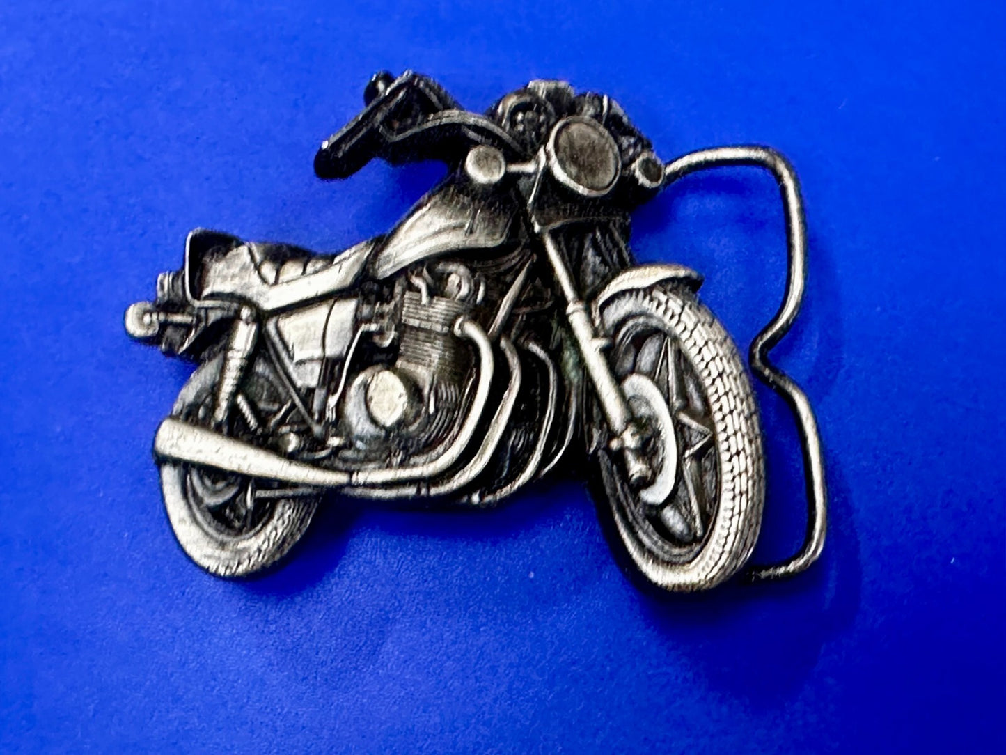 Vintage Chopper Motorcycle Bike Cutout 1979 Biker Rider Bergamot Belt Buckle