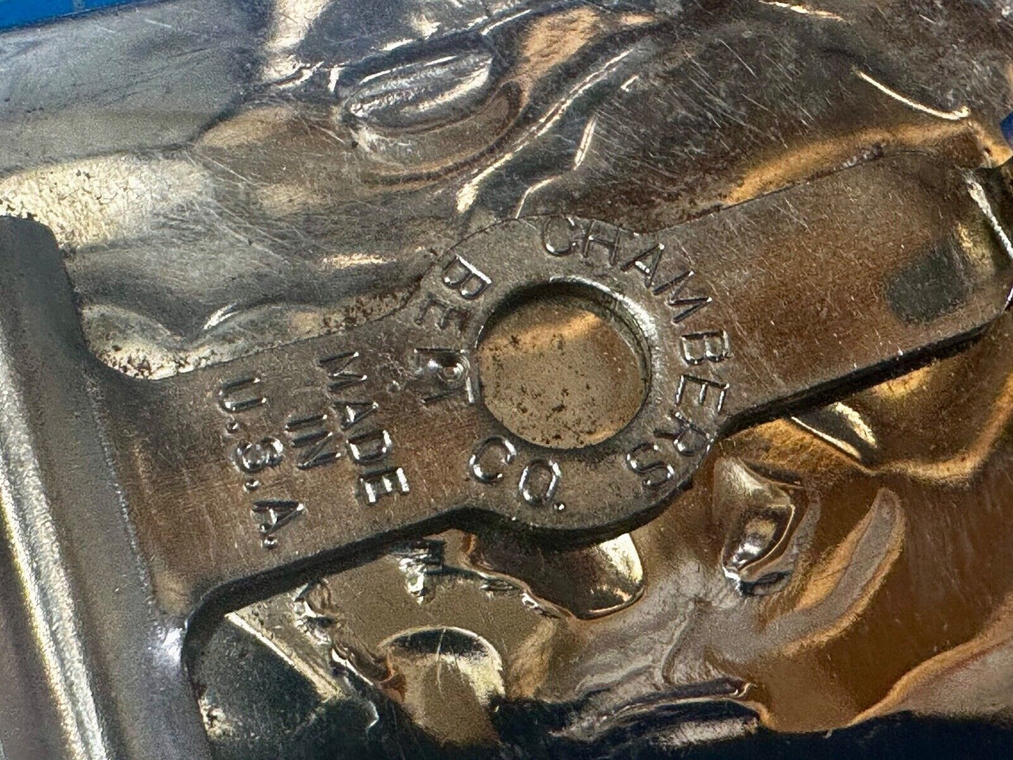 Vintage Chambers Horse Running Mustang nickel silver USA made Belt Buckle
