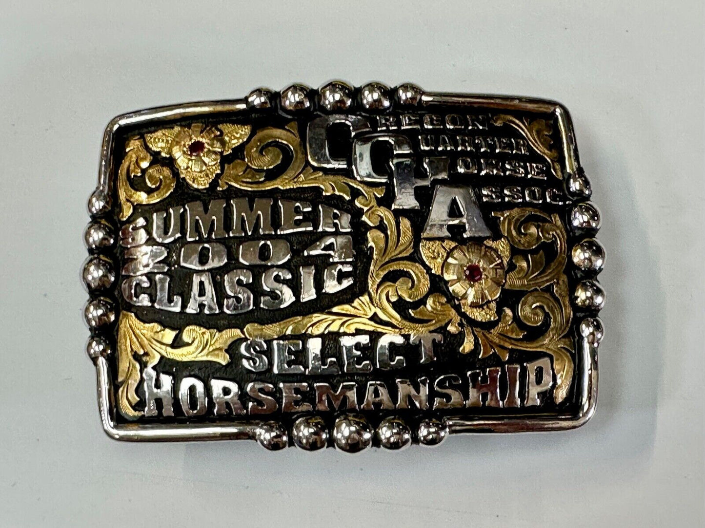 2004 Classic Select horsemanship CQHA Trophy belt buckle by Bob Berg