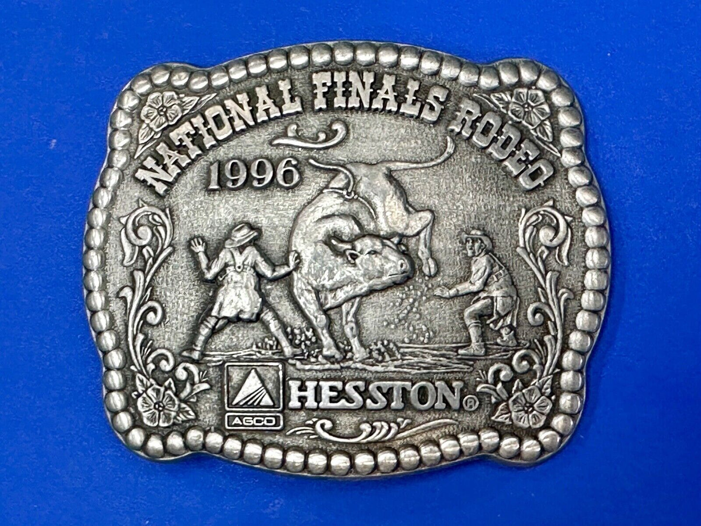1996 NFR Rodeo Finals Steer Wrestling Cowboy Adult size belt buckle