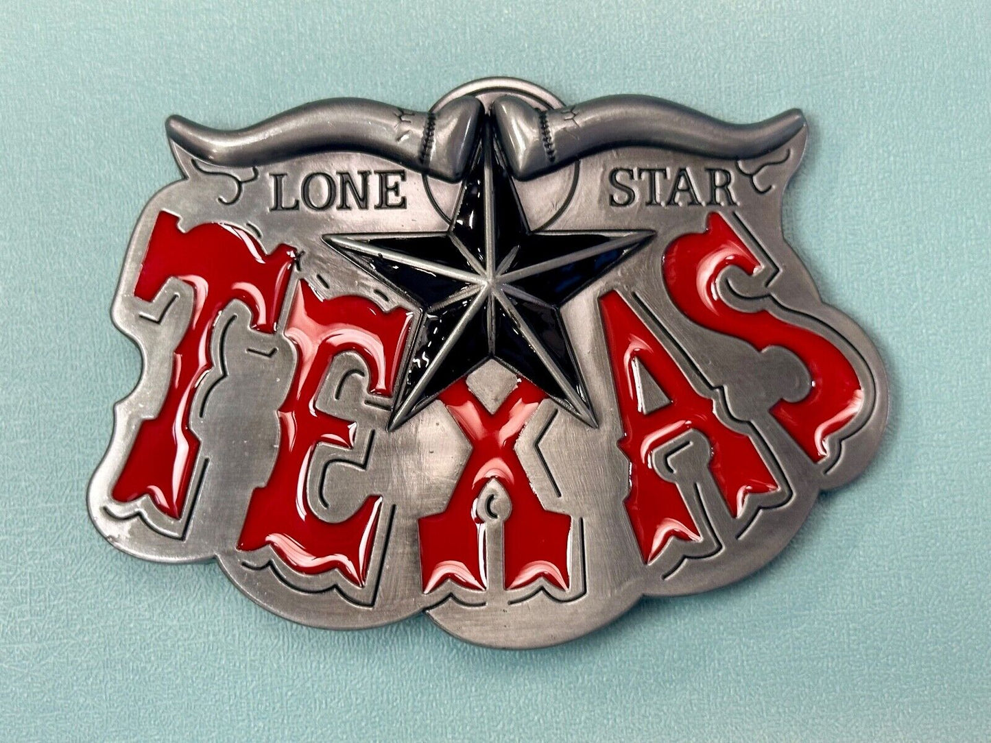 Texas The Lone Star State Cowboys TX Longhorn raised 4" Buckle Rage Belt Buckle