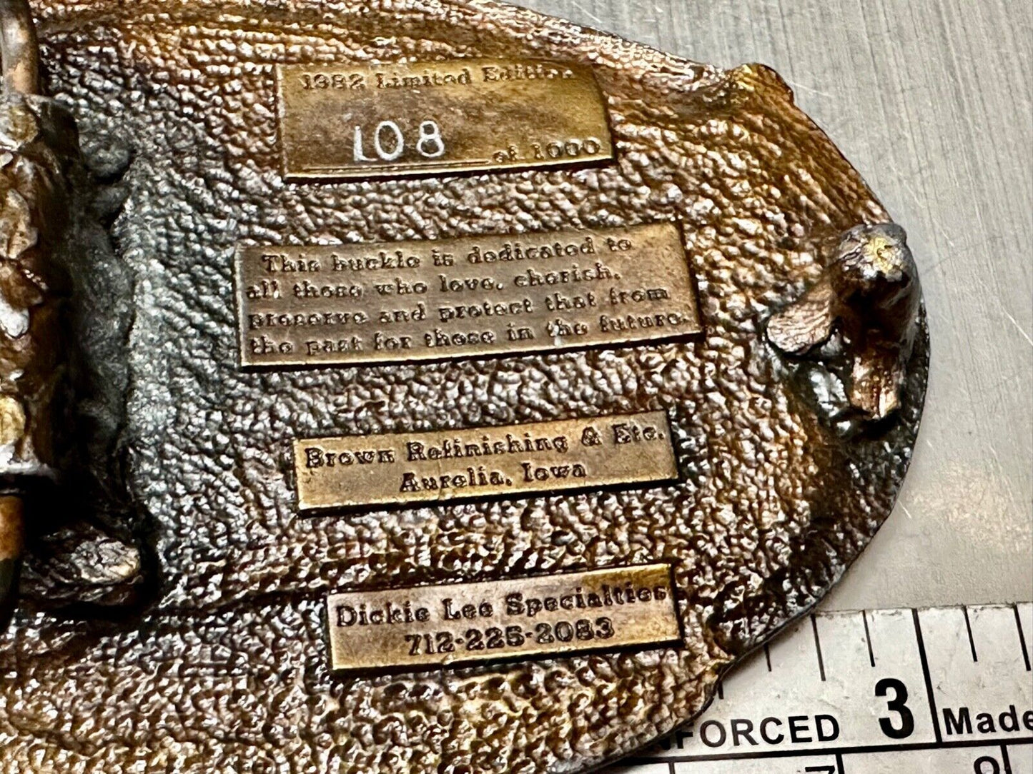 Antiques and collectables dealers 1982 Commemorative rocking chair belt buckle