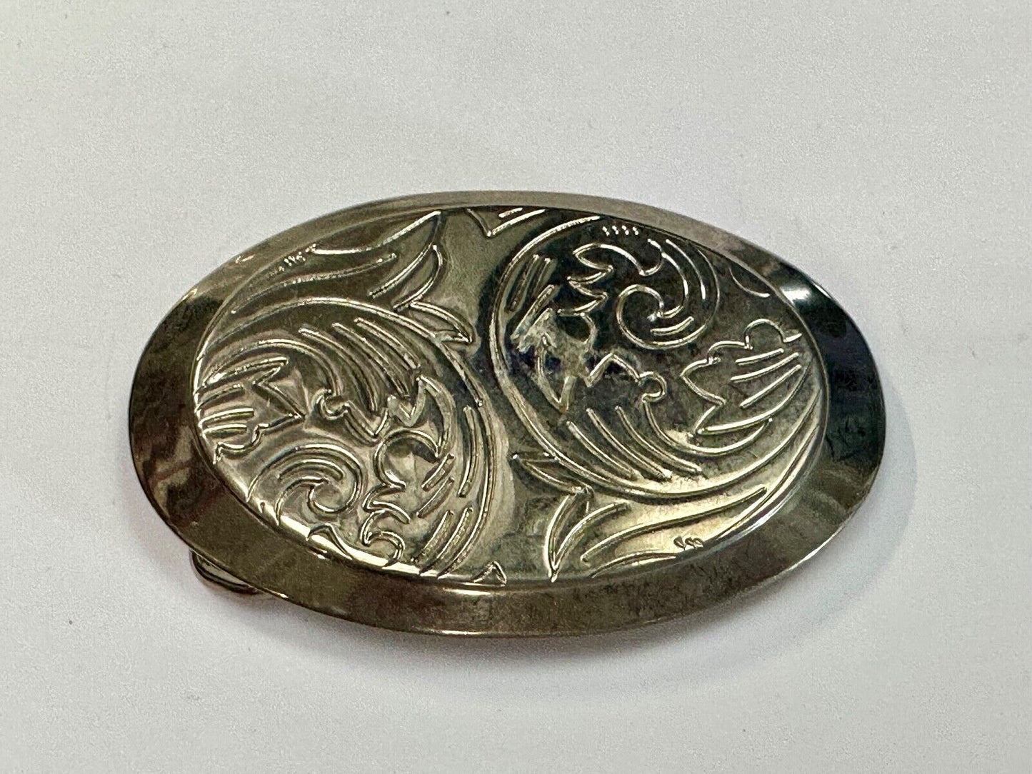 Vintage Engraved vintage western flower swirl design oval belt buckle