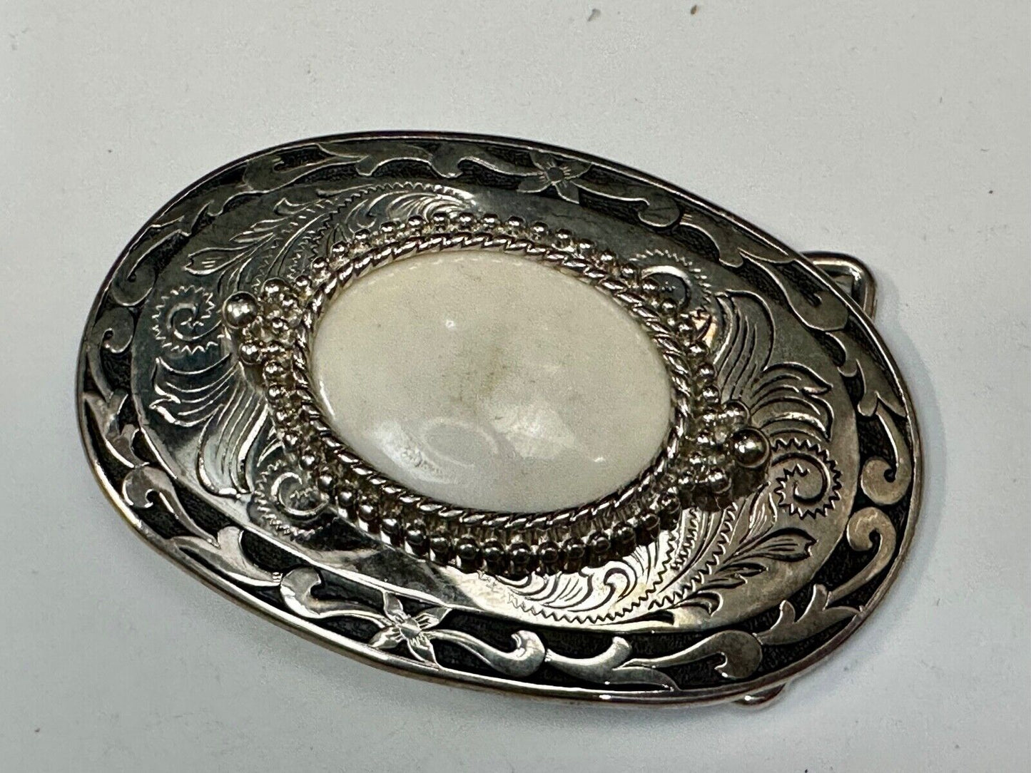 30 by 40mm SCOLECITE Cabochon Cab Stone Centerpiece on Western Belt Buckle