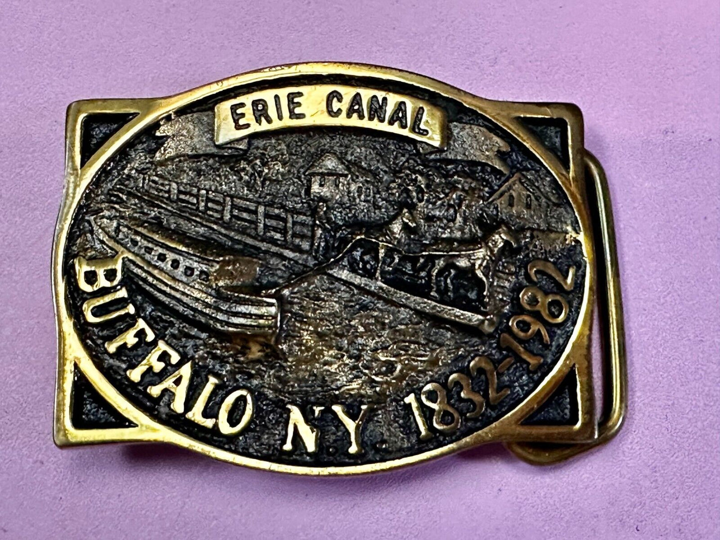The Erie Canal Buffalo NY State Solid Brass Belt Buckle by Heritage Mint