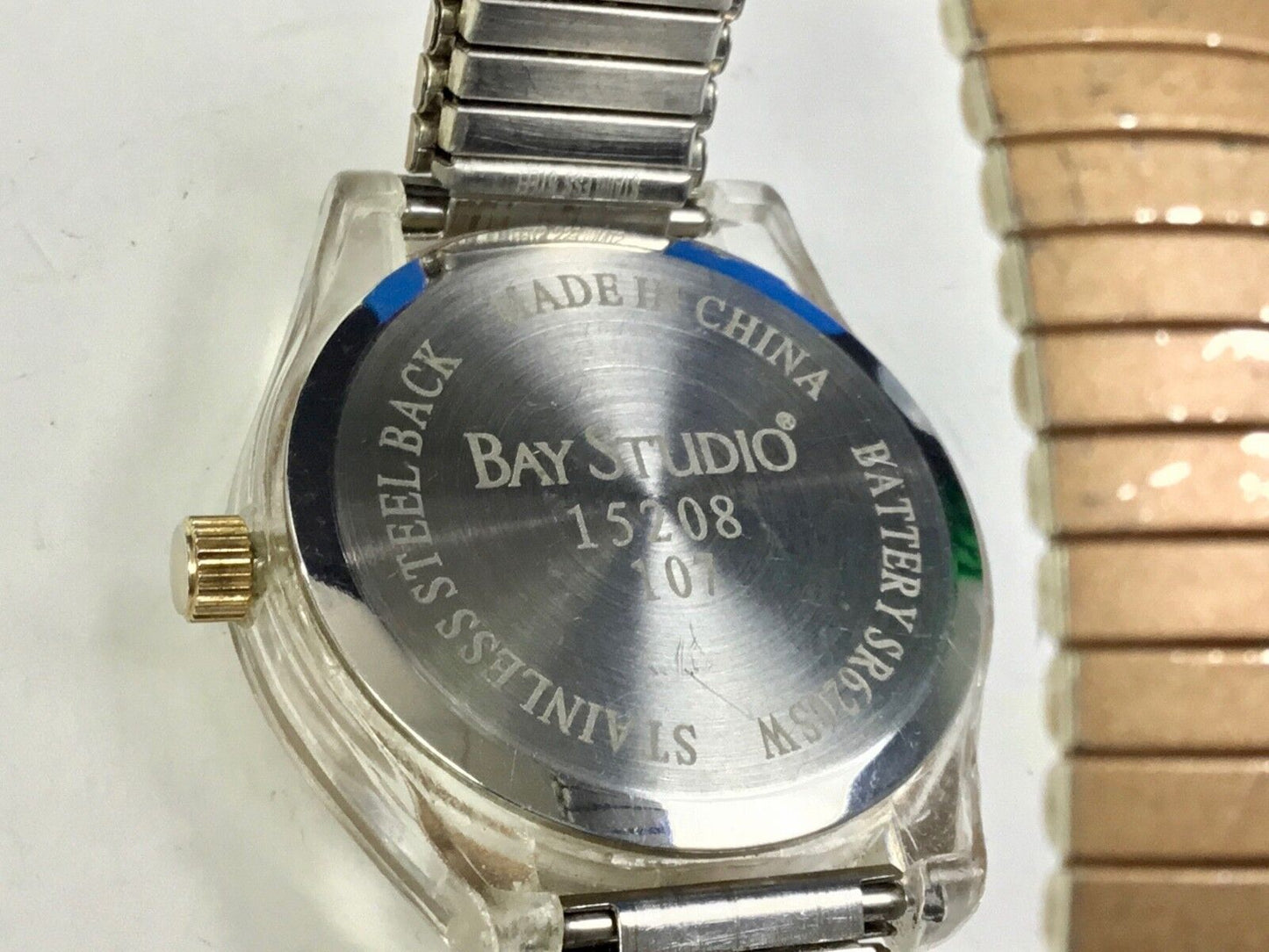 Bay Studio Ladies Silver Clear Acrylic Brown Bronze Rhinestone watch