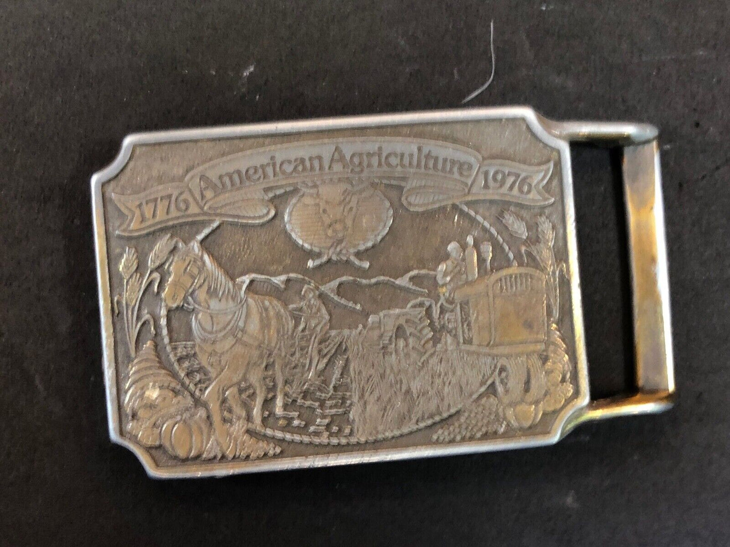 200 year celebration of American farming agriculture belt buckle gift from ORTHO