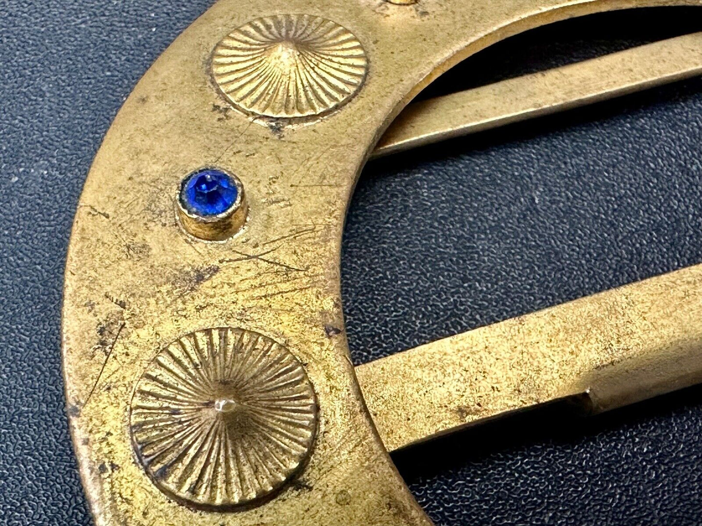 Turret & Bardach TB signed Antique round curved belt buckle slide sash