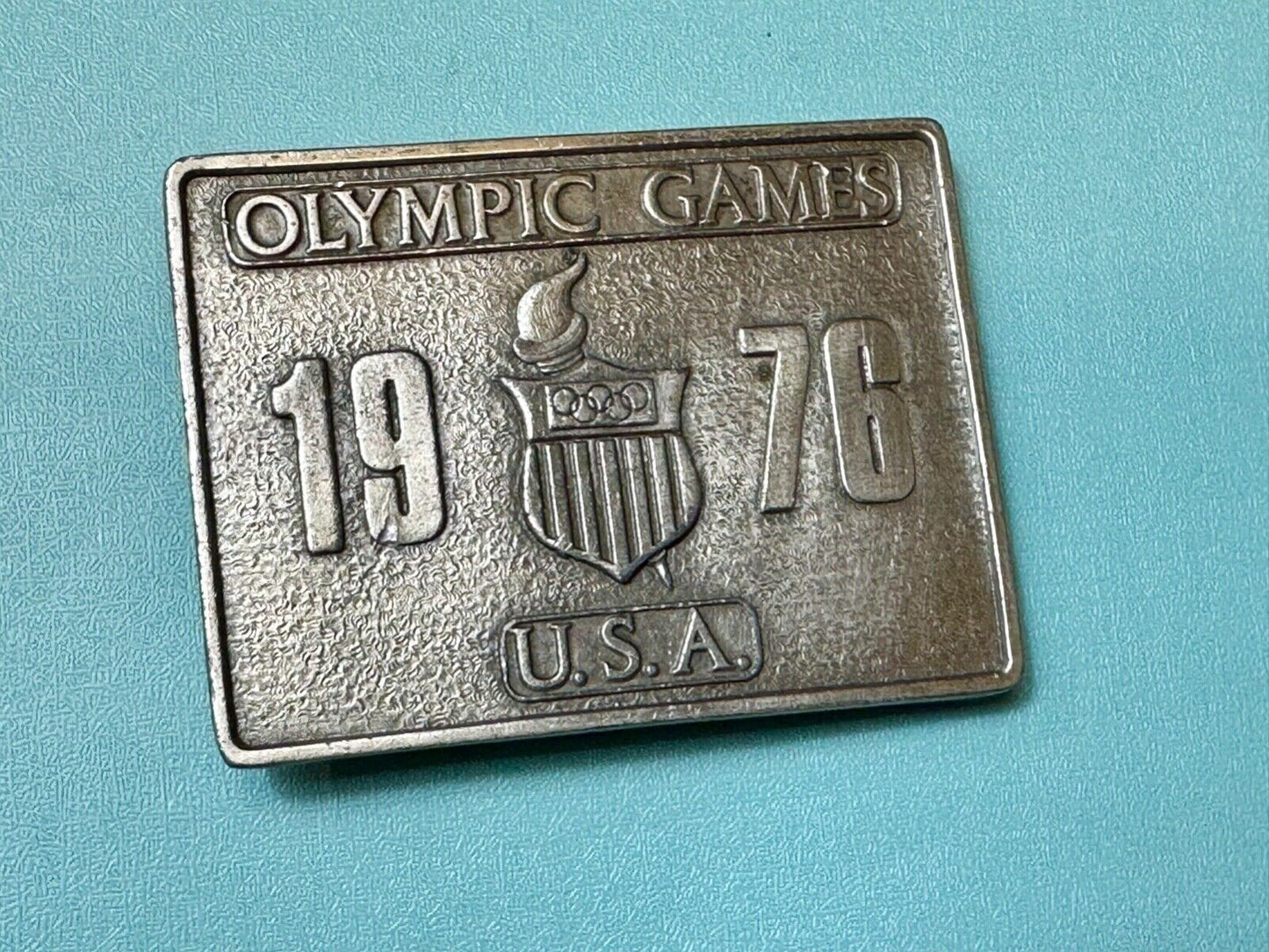 Vintage Bergamot Brass Works USA 1976 Olympic Games Montreal Pewter Belt Buckle