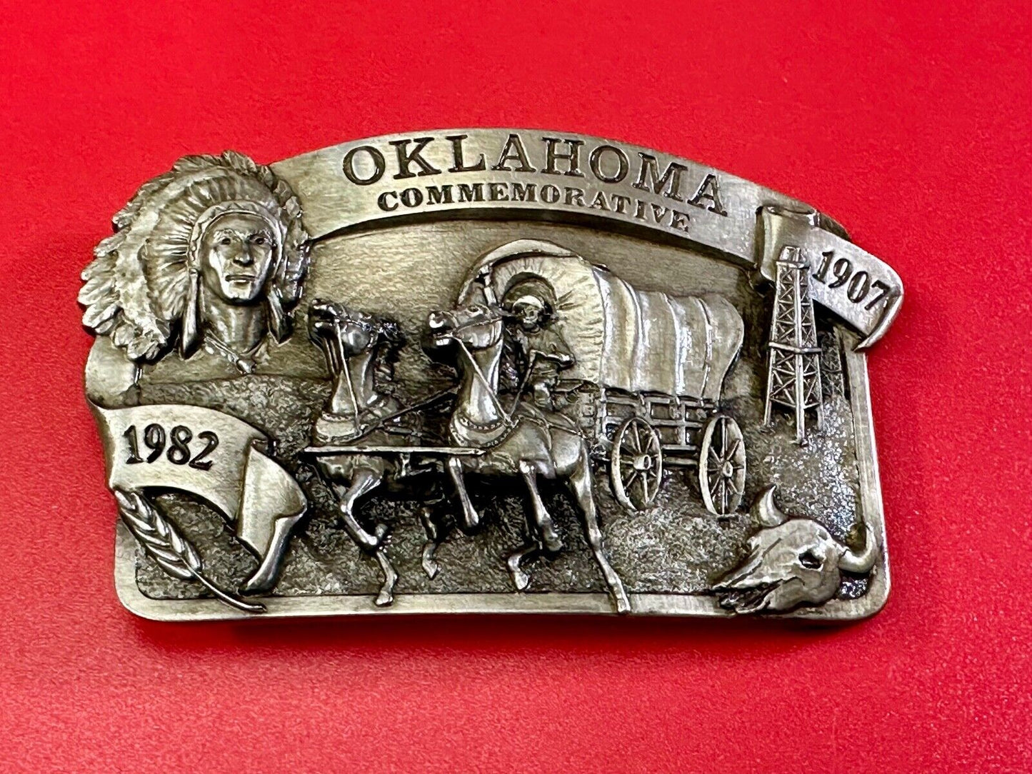 1982 Oklahoma State Commemorative Series limited belt buckle by Arroyo Grande