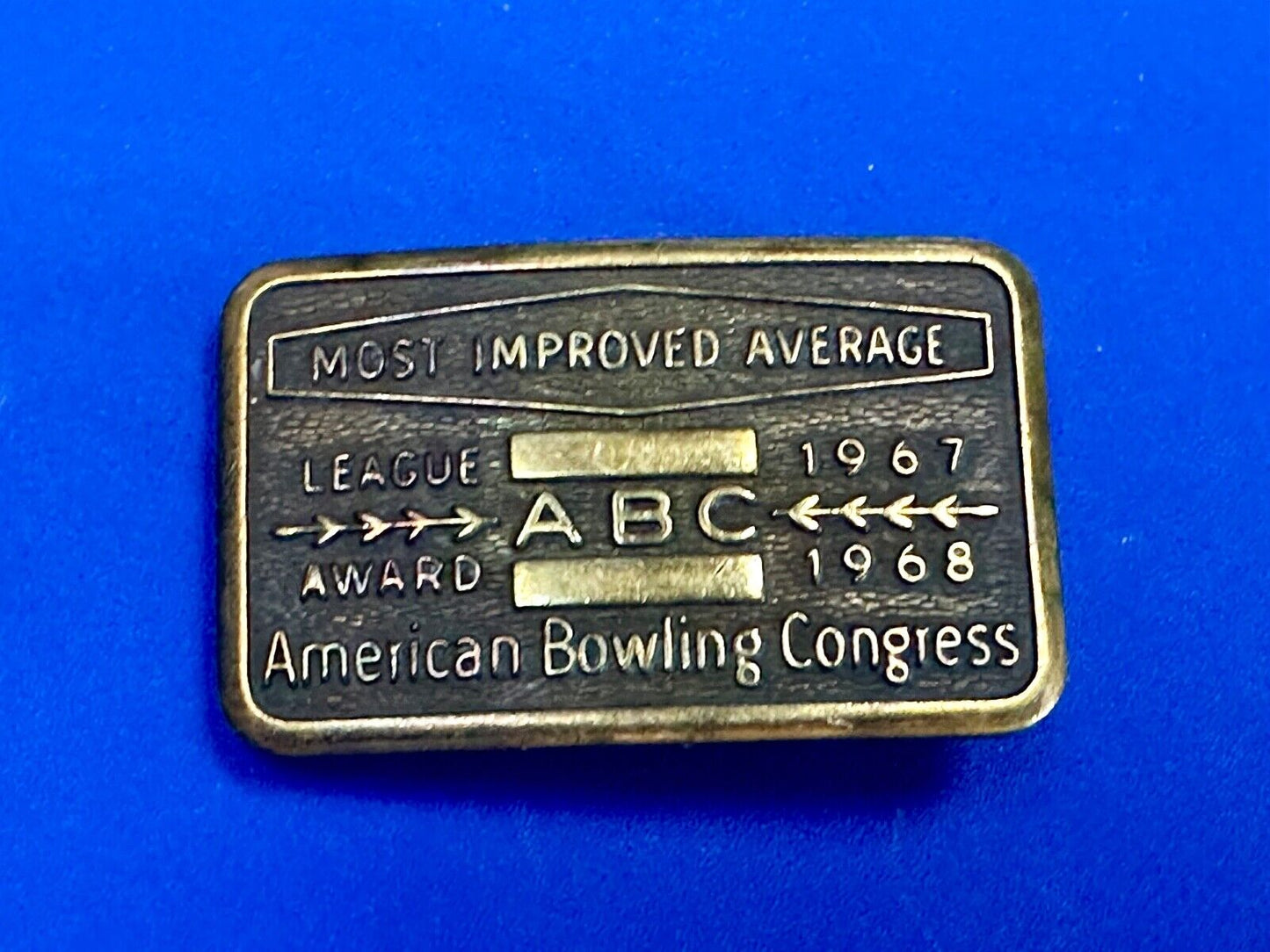 1967 - 68 MOST IMPROVED BOWLING AVERAGE - BLANK - BELT BUCKLE ABC LEAGUE AWARD