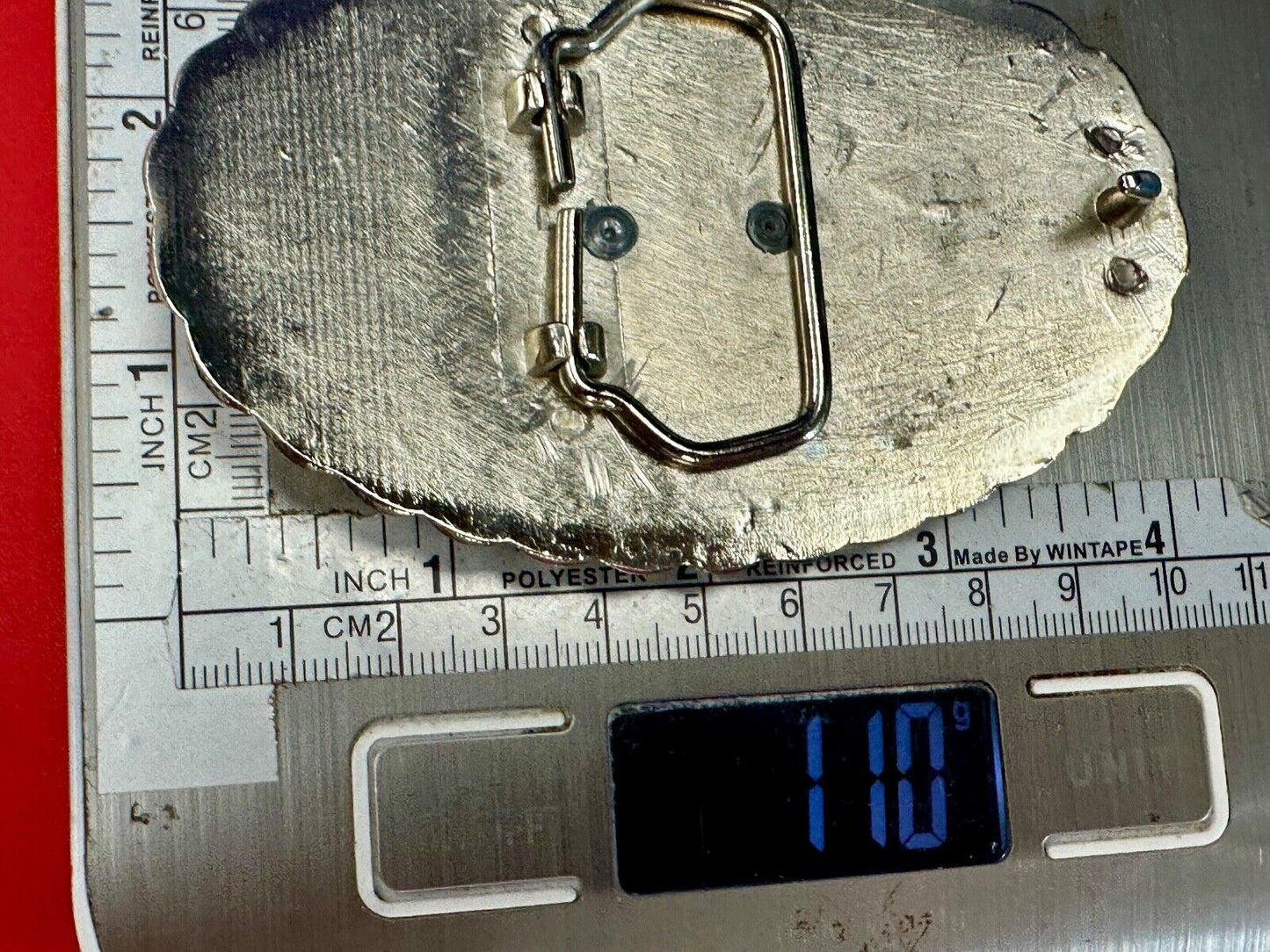 Unique! Cowboy boot and Fence Log - ornate western oval belt buckle
