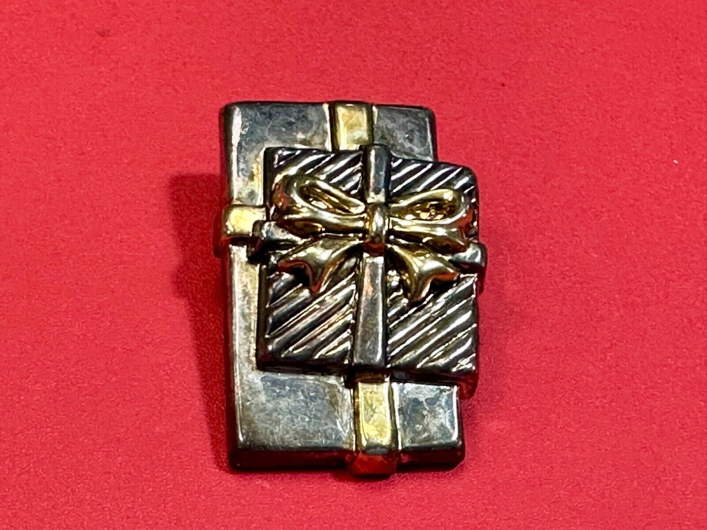 Vintage BEST Christmas Brooch Gift Present Gold Silver Two Tone Pin or PENDANT