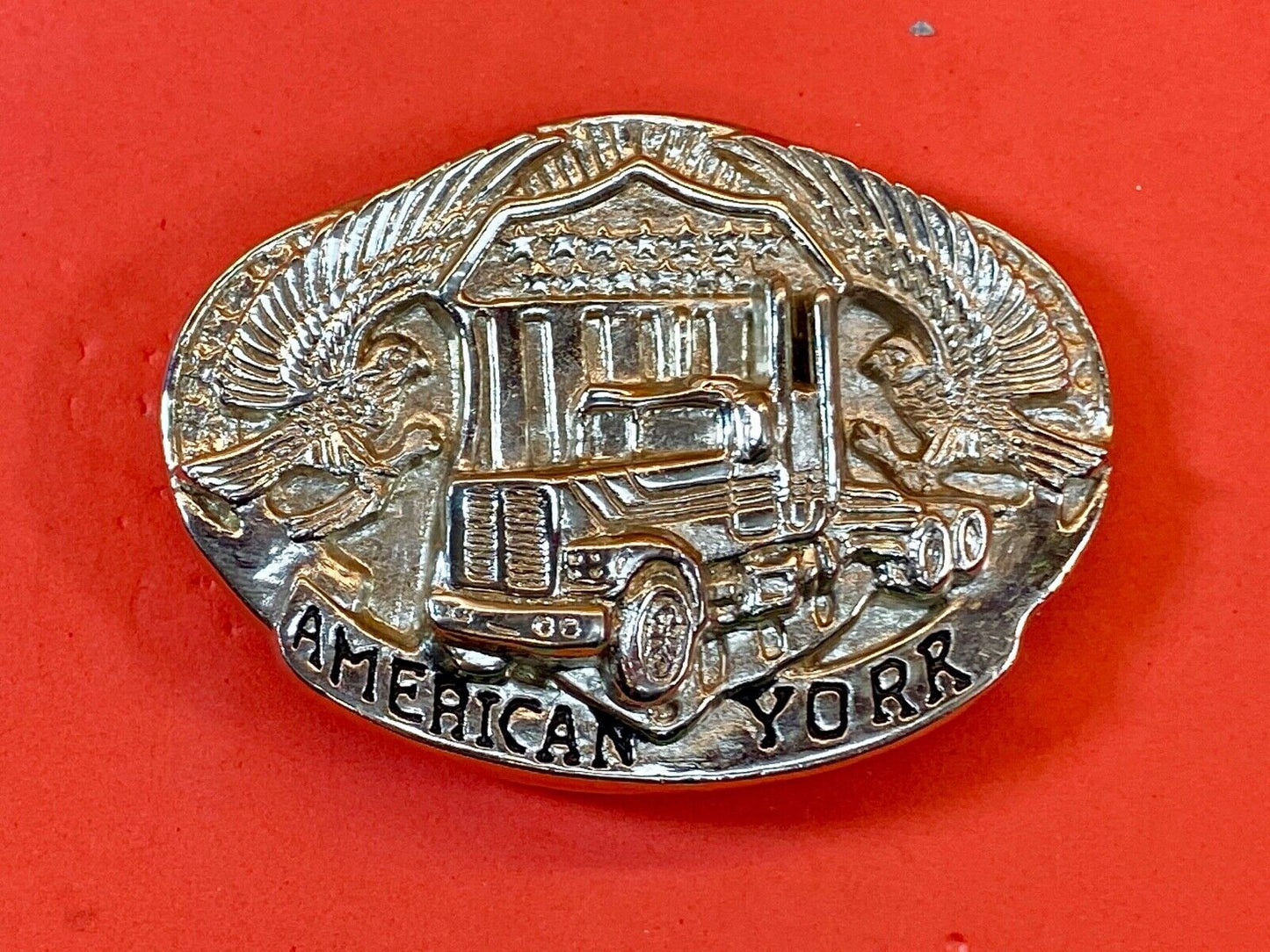 Vintage American Yorr Belt Buckle - Semi Tractor Truck Driver Big Rig 18 Wheeler