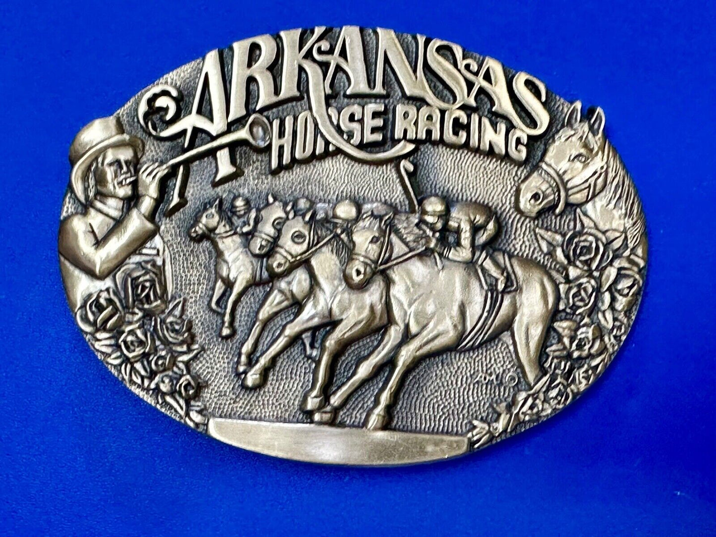 Arkansas State Horse Racing Vintage Solid Brass Award Design Medals Belt Buckle
