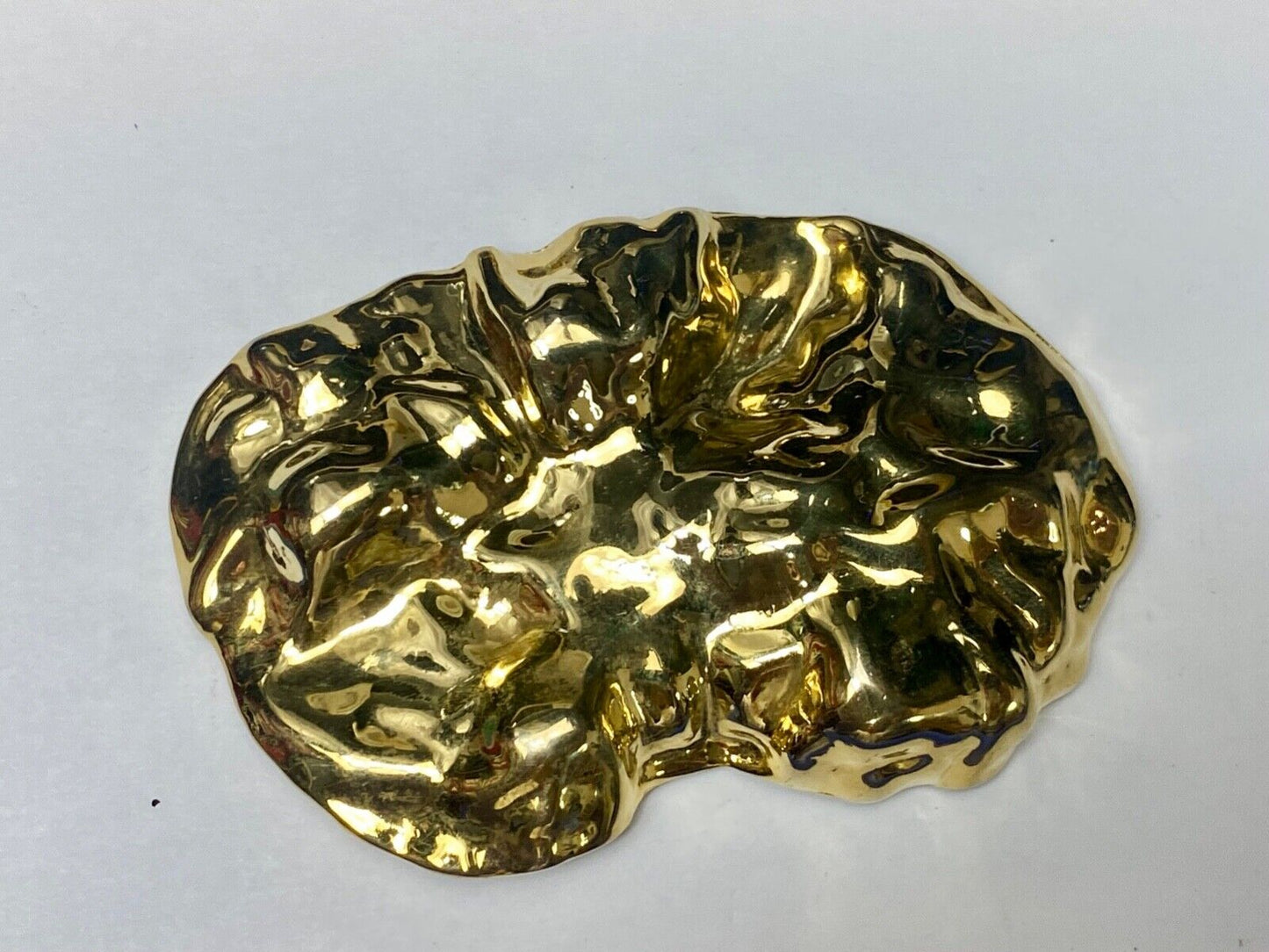 Vintage chunky gold tone crinkle pattern scarf slide