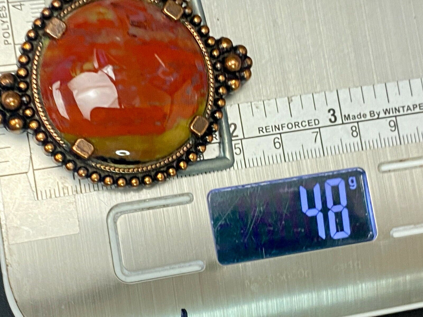 Unique Small Red Brown Jasper Beautiful Cabochon Stone Centerpiece Belt Buckle