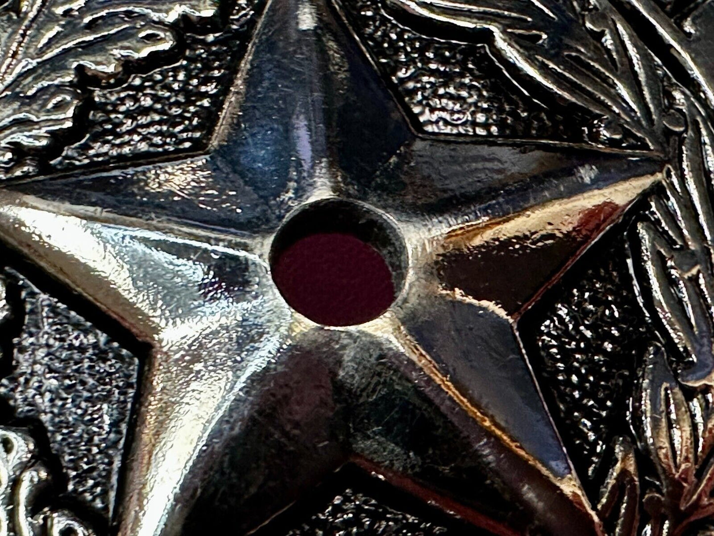 The Great State of Texas - Flag & Star Vintage Belt Buckle - LG HOLE IN CENTER
