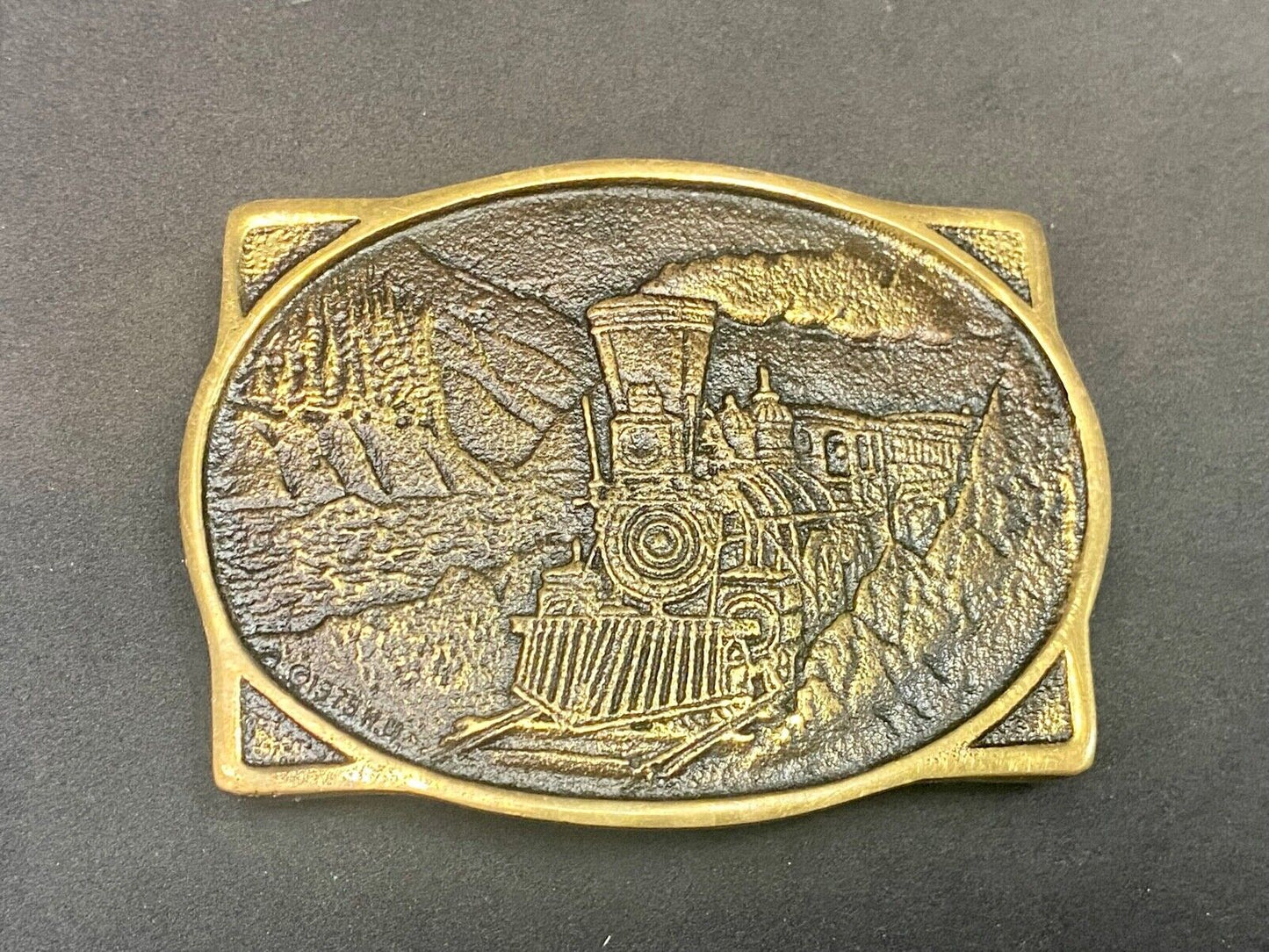 Vintage 1976 American Rr Railroad Solid Brass Train Belt Buckle Heritage Mint