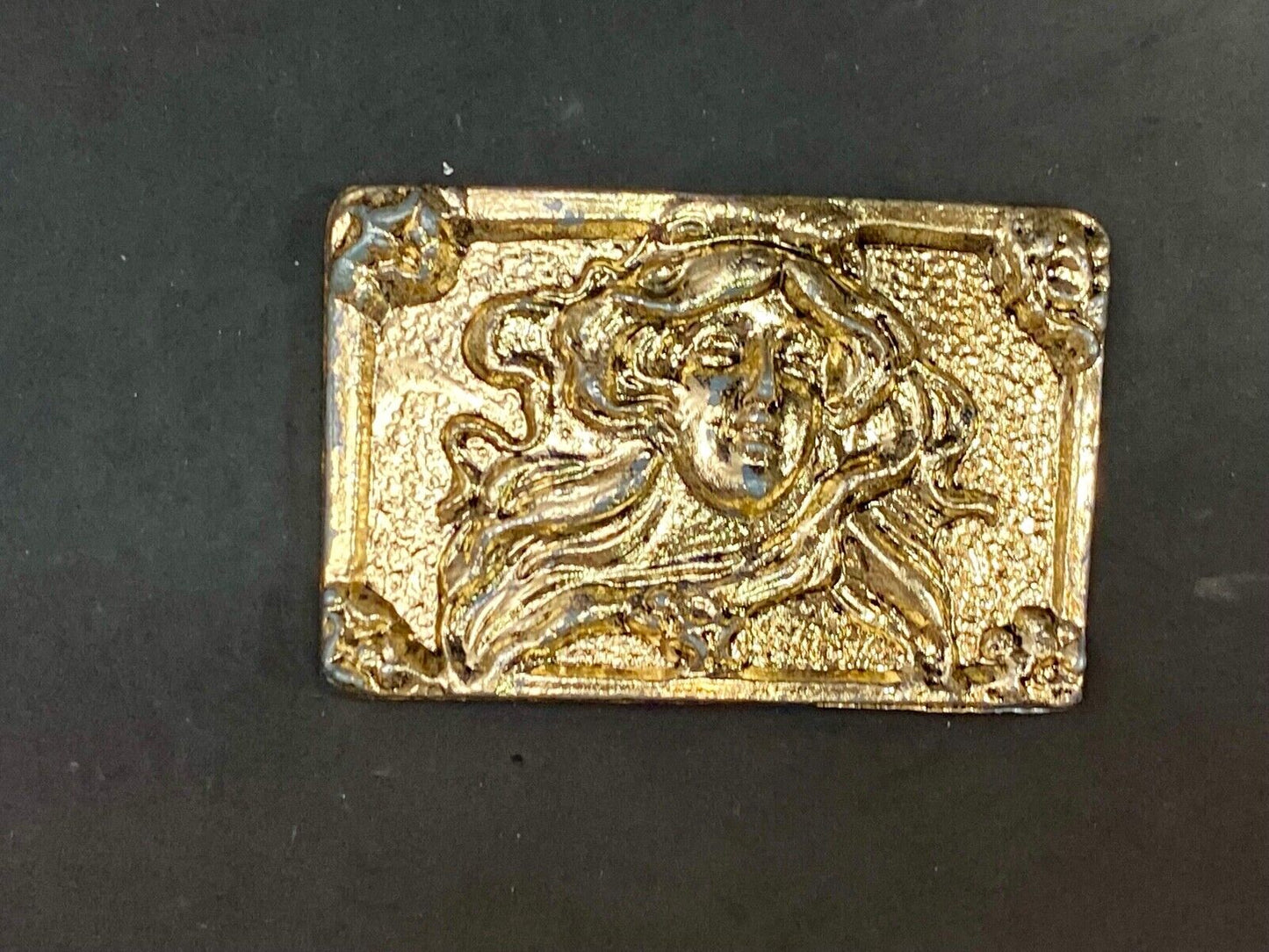 Beautiful Woman - Raised Dimension On Gold Tone Belt Scarf Tie Slide Buckle