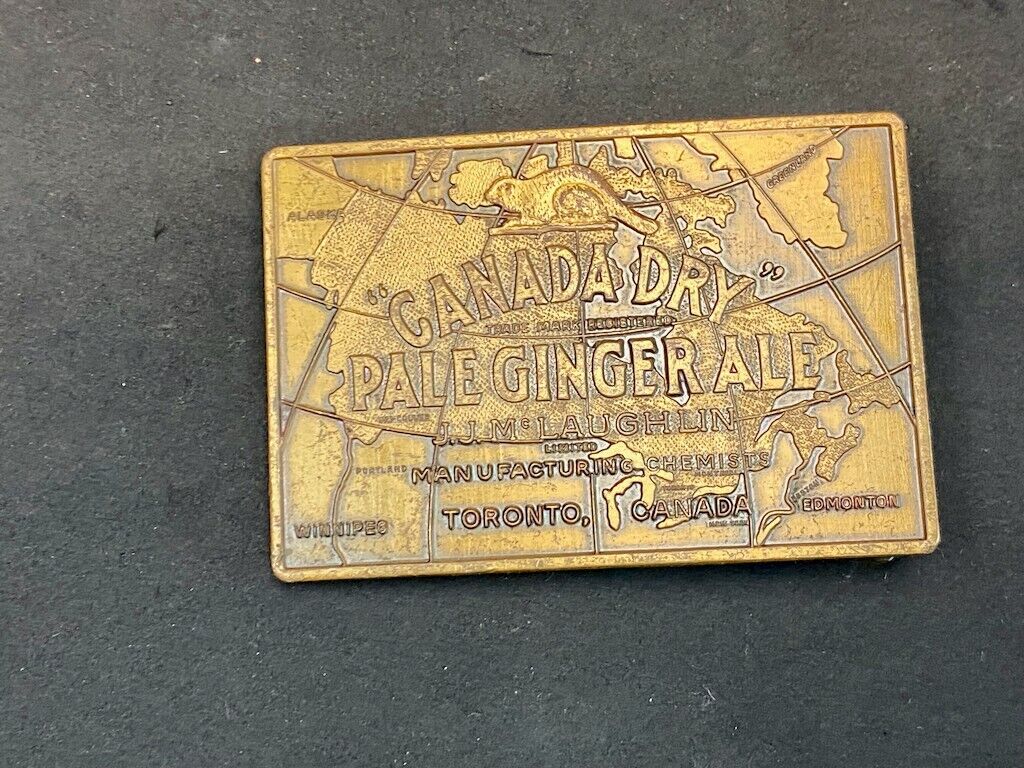 Vintage Canada Dry Pale Ginger Ale Beverage Advertisment Brass Tone Belt Buckle