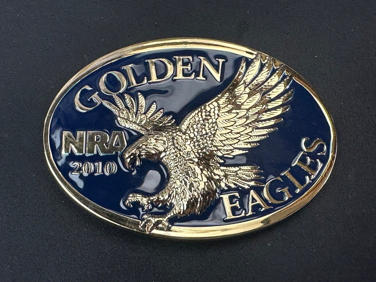 2010 Commemorative Golden Eagles NRA belt buckle in box - Vote Gun Rights
