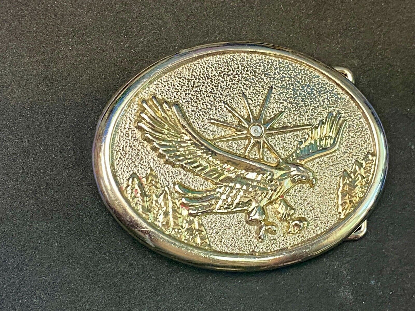 Vintage Classic Flying Bald Eagle with starburst Metal Belt Buckle