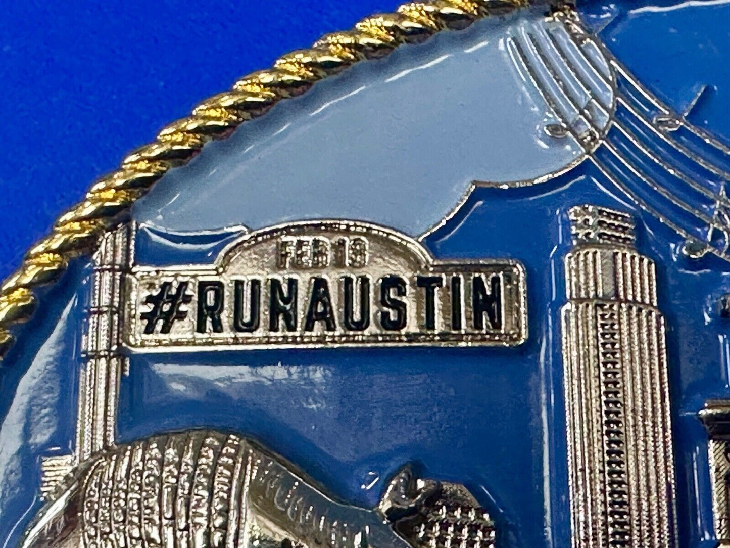 2018 Austin Texas RunAustin Finisher Half Marathon belt buckle