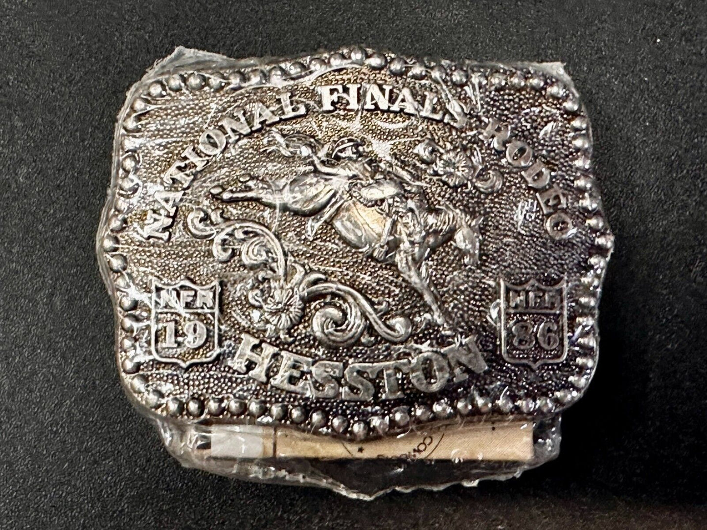 1986 Hesston National Finals Rodeo NFR Cowboys Youth Size NOS Belt Buckle
