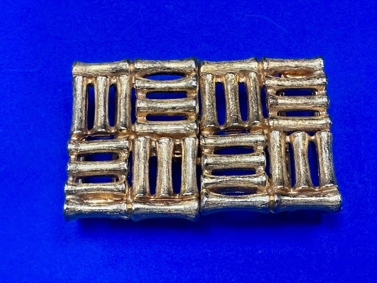 Bamboo Squares Two piece interconnecting vintage belt buckle by Mimi Di N