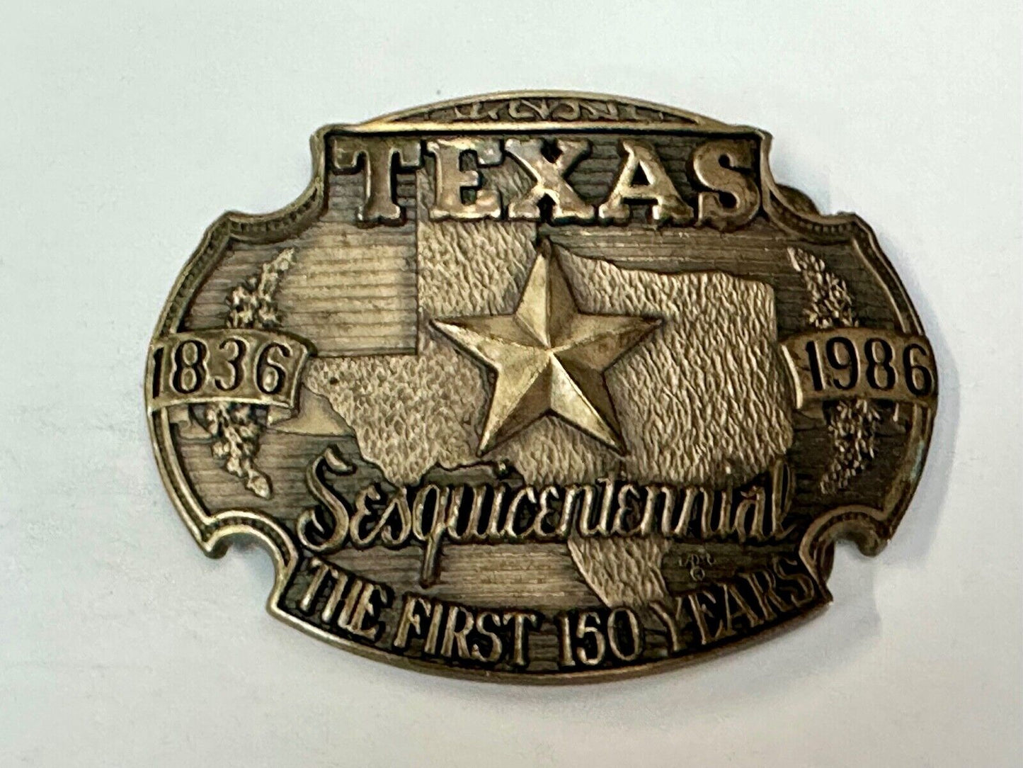 Texas Sesquicentennial 1836-1986 Solid Brass 1st Edition ADM Belt Buckle