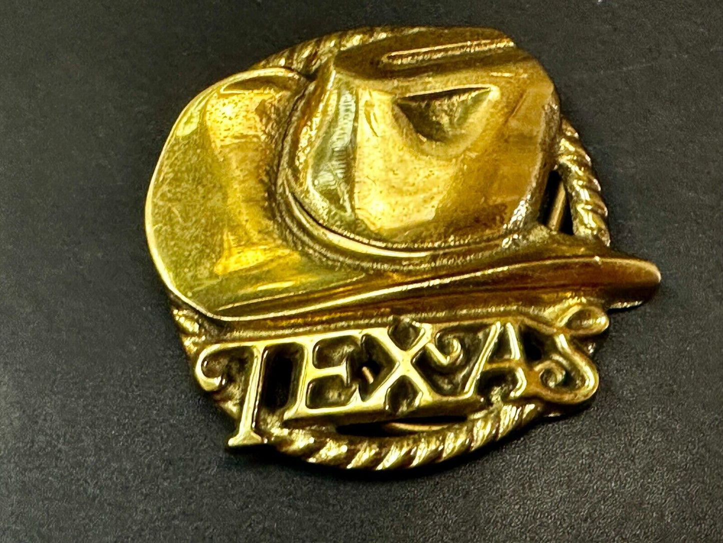 Texas State Cowboy Hat w/ Rodeo Cowboy Rope Vintage Western Cutout Belt Buckle